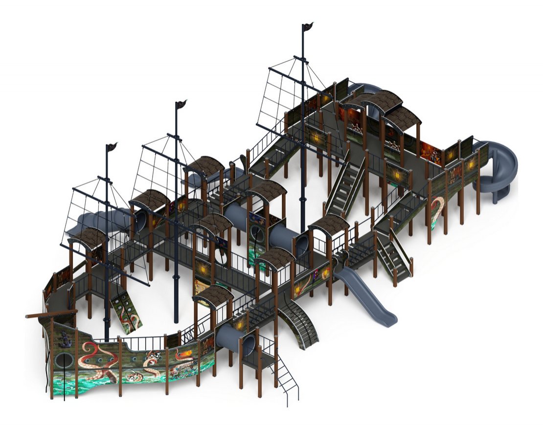 Детская игровая площадка Баркентина Летучий голландец (винтовой скат) ДИК 2.03.3.06-11 H=1200 H=1500 H=2000