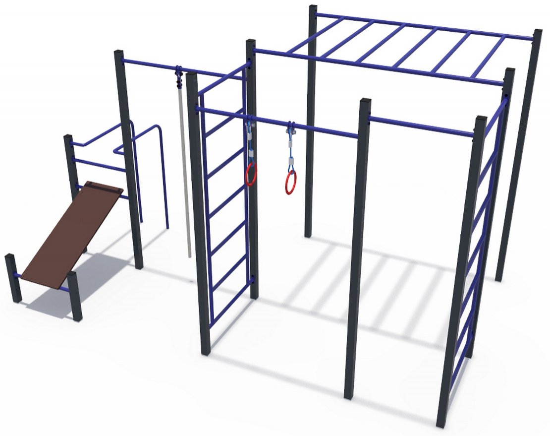Кроссфит (комплекс из шведских стенок, скамья для пресса, турников и рукохода) СОВ 04508